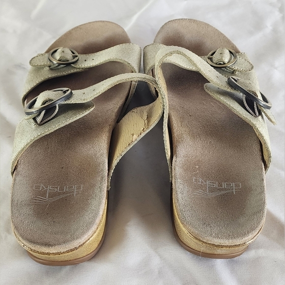 Dansko Manda Slide Wooden Slip on Clogs in Oyster 7 - Picture 9 of 16